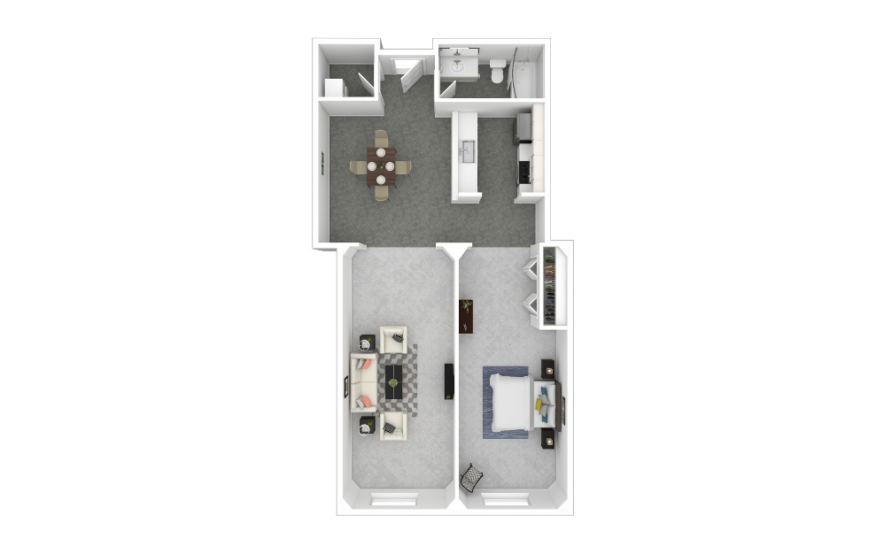 Sargent - 1 bedroom floorplan layout with 1 bathroom and 915 square feet (3D) Sargent - 1 bedroom floorplan layout with 1 bathroom and 915 square feet (3D)